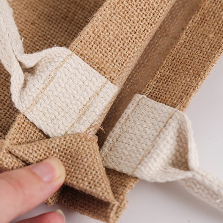 Natural Recycled Burlap Jute Bag with Cartoon Pattern Customizable Logos - Image 3