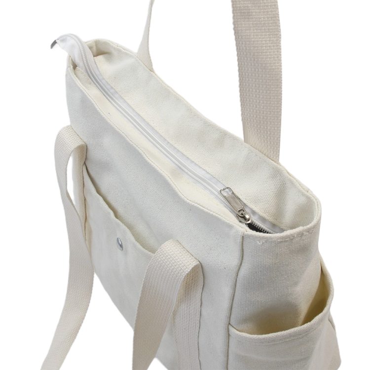 White Canvas Bookbags for Women Work Going Book Bag - Image 2