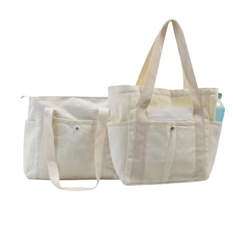White Canvas Bookbags for Women Work Going Book Bag - Image 4