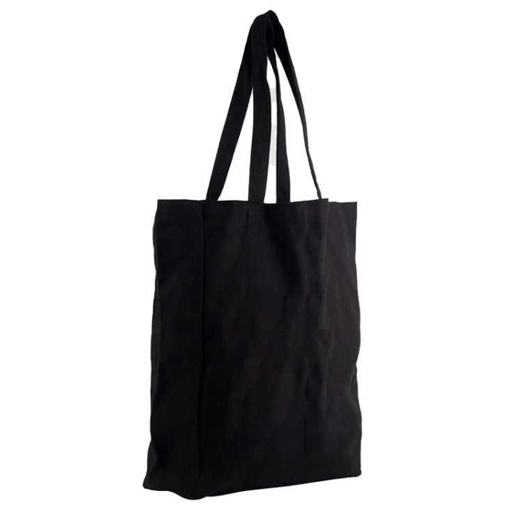 Eco Friendly Promotional Black 10oz Cotton Shopping Tote Bags - Image 3