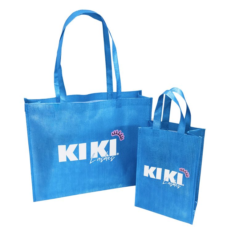 Christmas Gift Reusable Ultrasonic Flash Laser Film Multi-Size Blue Metallic Non-Woven Tote Bag - Image 2