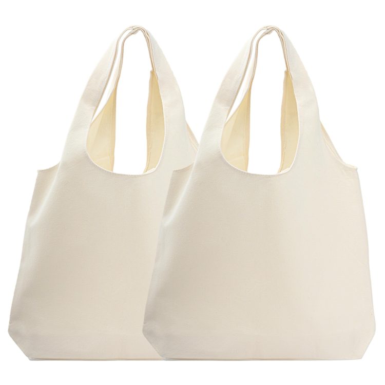 Durable Reusable Cotton Tote Bag with Two Handles Foldable Handbag for Shopping - Image 2