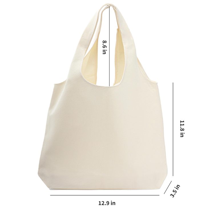 Durable Reusable Cotton Tote Bag with Two Handles Foldable Handbag for Shopping - Image 4