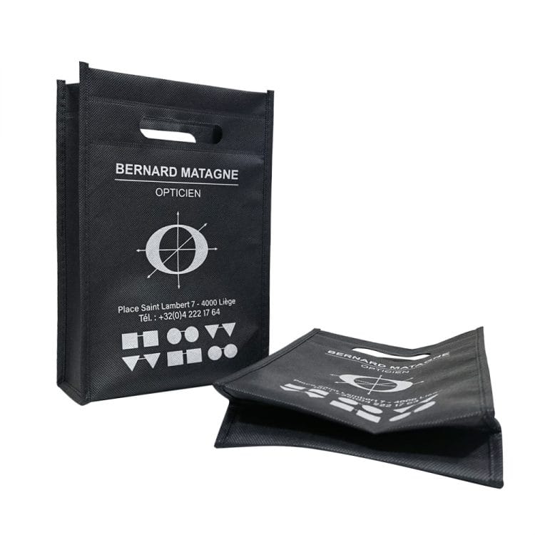 Promotional Wholesale Customized Black D Cut Non Woven Cloth Bag - Image 3