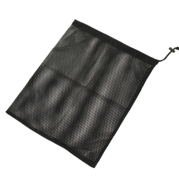 Custom Size & Label See Through Black Drawstring Nylon Mesh Bath Towel Bags with Cord Lock Closure - Image 2