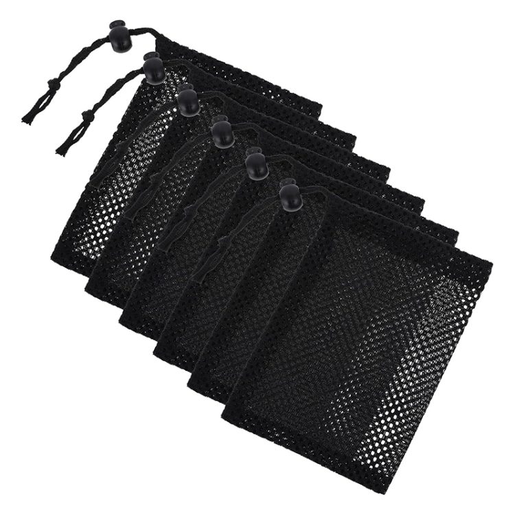 Custom Size & Label See Through Black Drawstring Nylon Mesh Bath Towel Bags with Cord Lock Closure - Image 6