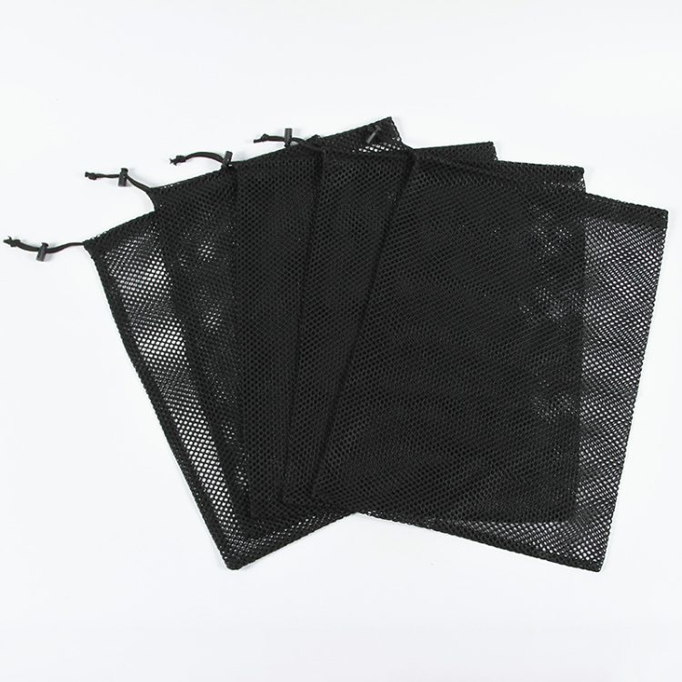 Custom Size & Label See Through Black Drawstring Nylon Mesh Bath Towel Bags with Cord Lock Closure - Image 5