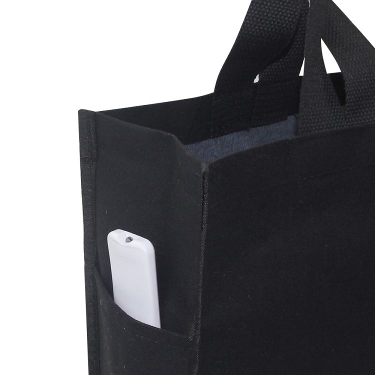 Black Double Handle Fashion Design One Shoulder Shopping Business Non-woven Shopping Bags - Image 6