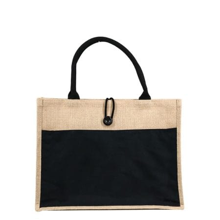 Custom Large Shopping Tote Natural Jute Burlap Bag Hemp Packaging Bag With Outer Pocket