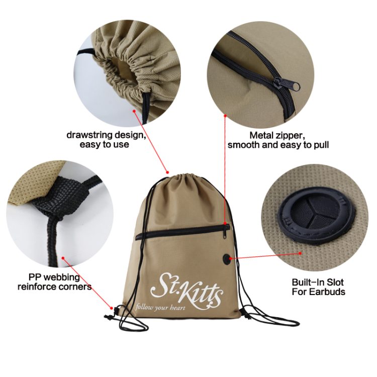 Eco-Friendly Non-Woven Drawstring Bag Rope Custom LogoFfor Cram School Students Wholesale Recyclable Packaging - Image 4