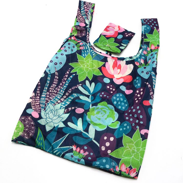 Beautiful Flower Printing Shopping Tote Wholesale Custom Foldable Reusable RPET Shopping Bag - Image 2