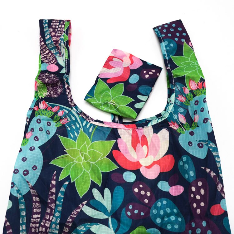 Beautiful Flower Printing Shopping Tote Wholesale Custom Foldable Reusable RPET Shopping Bag - Image 3