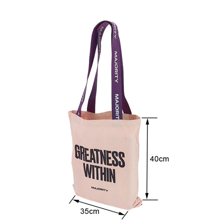 Cotton Tote Bag for Girls Canvas Material with Shoulder Closure Shopping Bags - Image 4