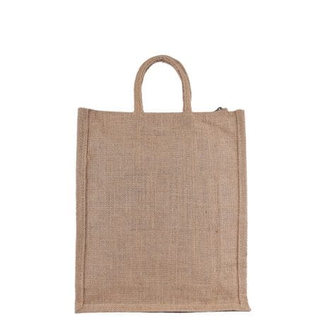 Wholesale Simple Zippers 100% Jute Tote Bag Custom Logo Shopping Bag