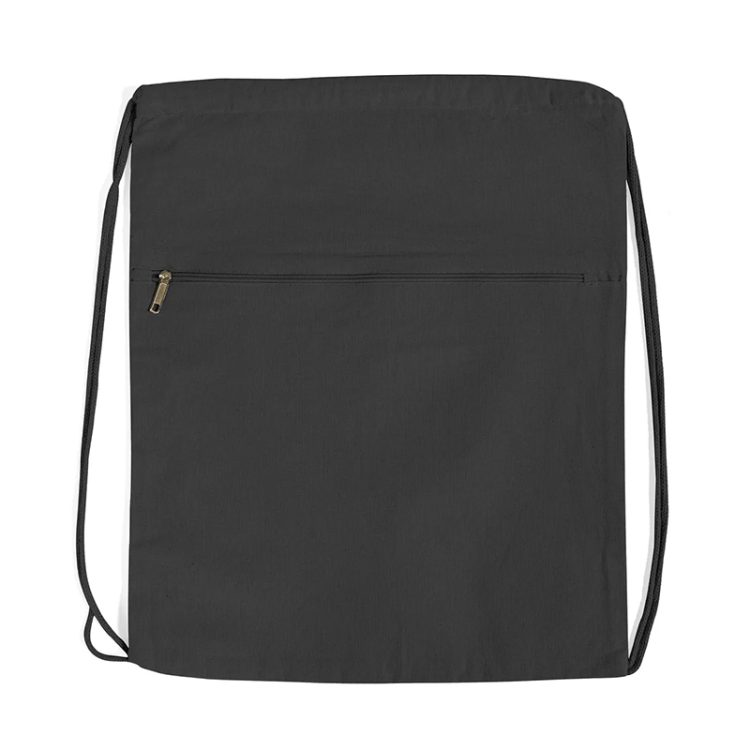 Large Cotton Drawstring Bag Student Sports Canvas Drawstring Backpacks with Zipper Pocket - Image 7