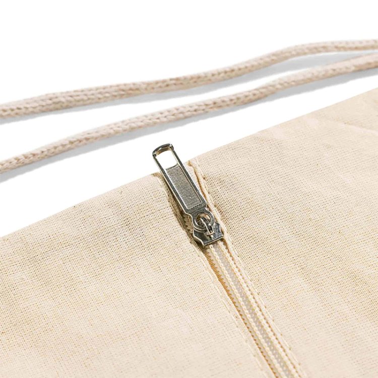 Large Cotton Drawstring Bag Student Sports Canvas Drawstring Backpacks with Zipper Pocket - Image 6