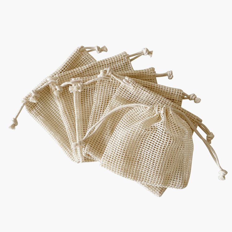 100% Organic Cotton Mesh Soaps Packaging Bag Small Drawstring Bath Pouches - Image 2