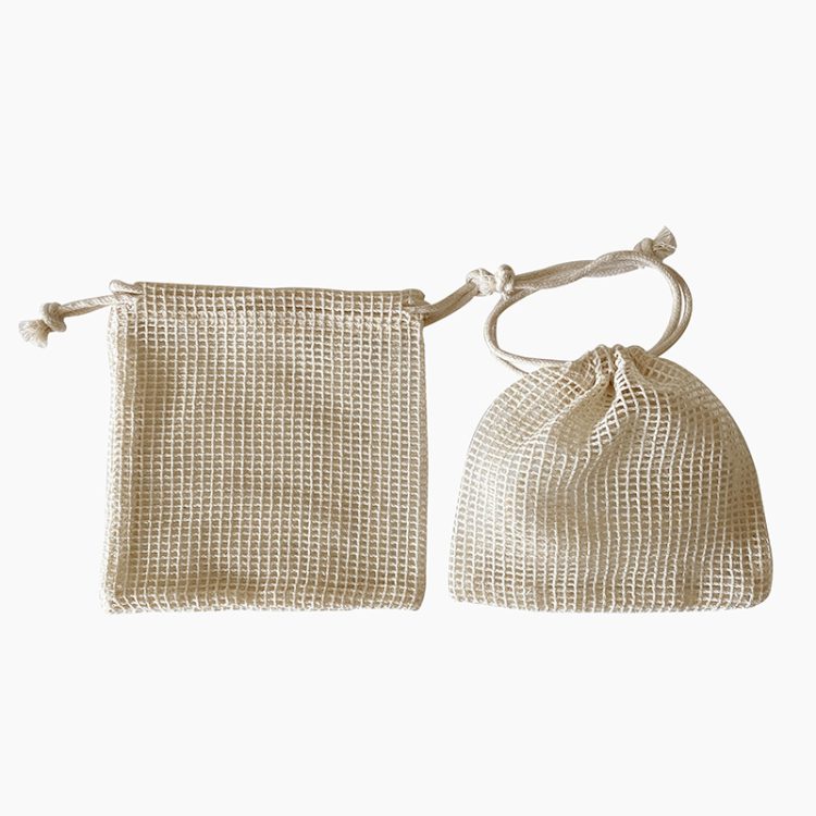 100% Organic Cotton Mesh Soaps Packaging Bag Small Drawstring Bath Pouches - Image 6