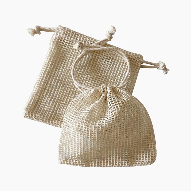 100% Organic Cotton Mesh Soaps Packaging Bag Small Drawstring Bath Pouches - Image 5