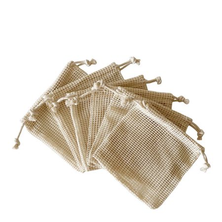 100% Organic Cotton Mesh Soaps Packaging Bag Small Drawstring Bath Pouches