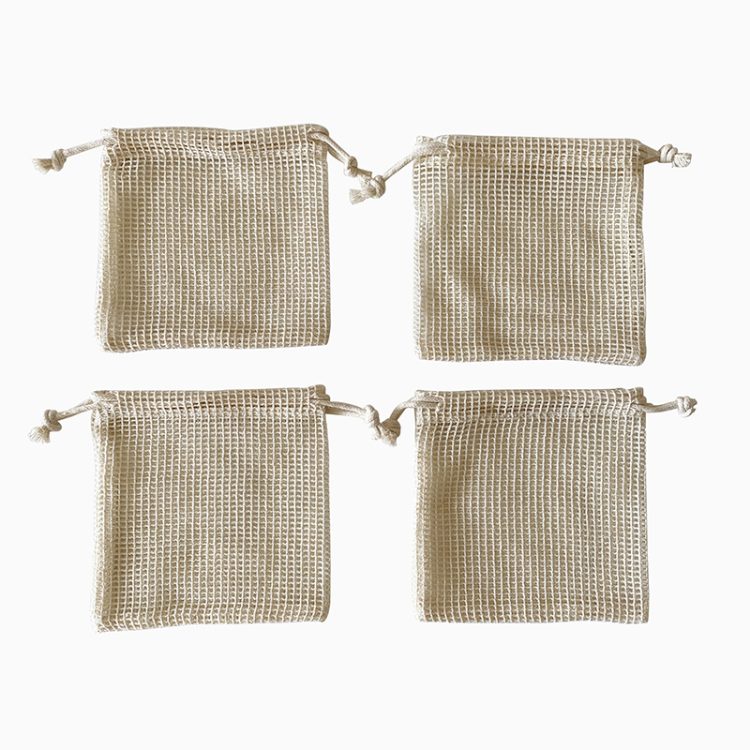 100% Organic Cotton Mesh Soaps Packaging Bag Small Drawstring Bath Pouches - Image 4