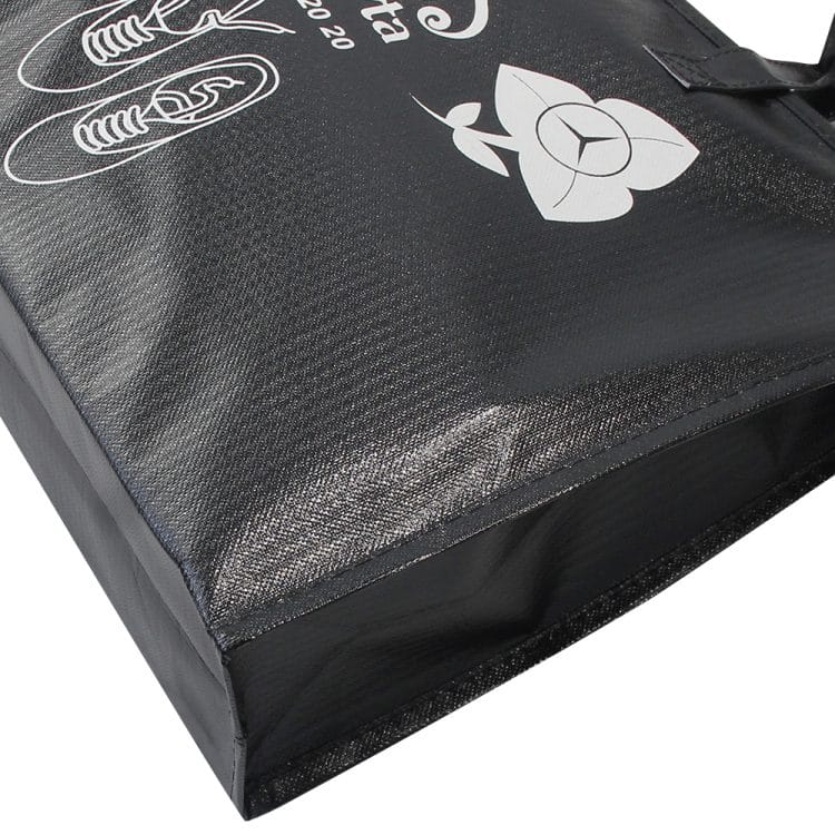 Custom Logo Black Reusable Non Woven Fabric Zipper Tote Bags for Grocery - Image 6