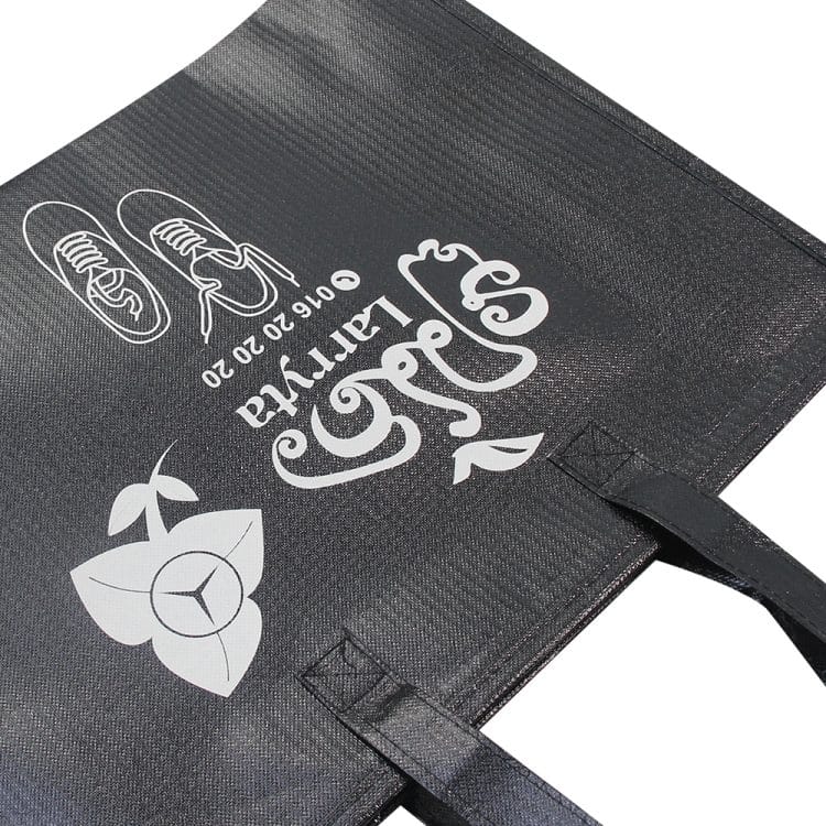 Custom Logo Black Reusable Non Woven Fabric Zipper Tote Bags for Grocery - Image 4