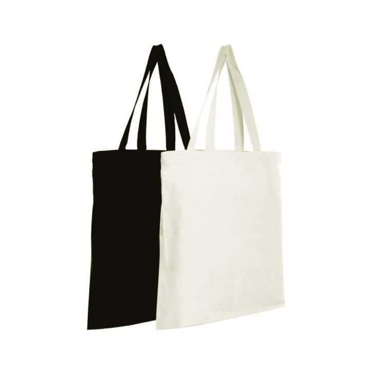 Eco-Friendly Reusable Large Capacity Canvas Tote Bag Long Handle Dot Pattern Black Shopping Bag - Image 3