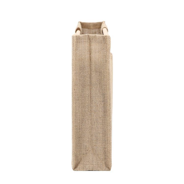 Eco Natural Jute Shopping Bag with Wooden Handle LOGO Customizable Burlap Tote Bag - Image 4
