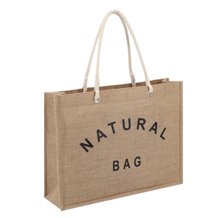 Customizable Natural Printed Hemp Tote Bag Eco Friendly Beach Bag - Image 2