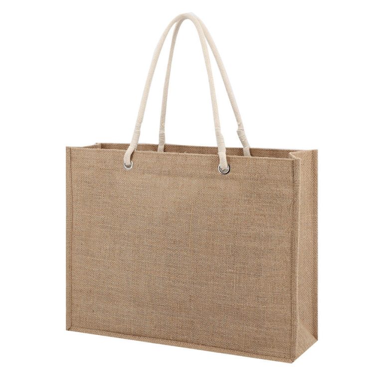 Customizable Natural Printed Hemp Tote Bag Eco Friendly Beach Bag - Image 3