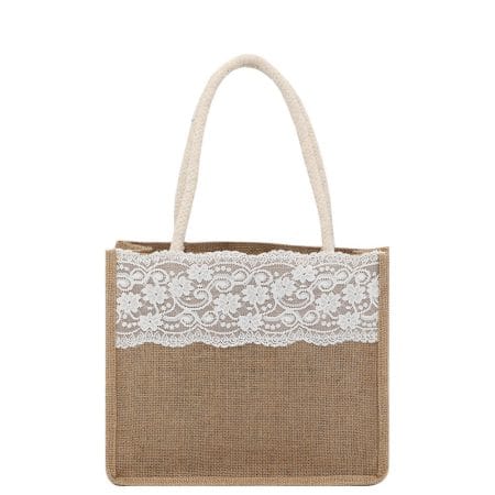 OEM Factory Lace Burlap Shopping Bag Custom Fashion Lace Gift Bag