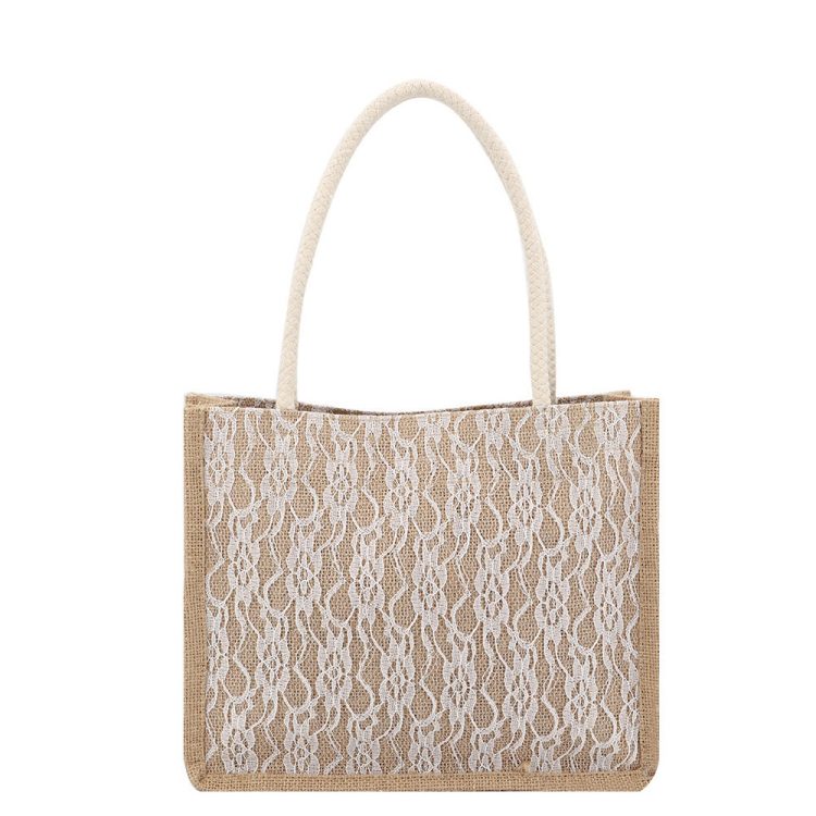 OEM Factory Lace Burlap Shopping Bag Custom Fashion Lace Gift Bag - Image 2