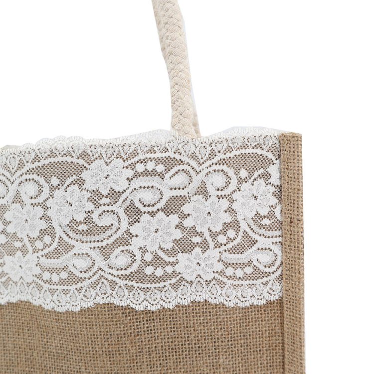 OEM Factory Lace Burlap Shopping Bag Custom Fashion Lace Gift Bag - Image 5