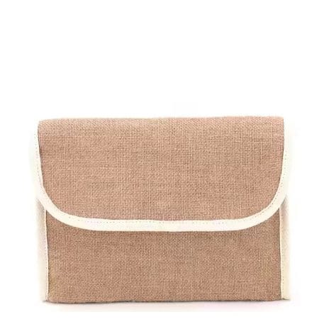 Natural Burlap Jute Fabric Eco Friendly Travel Cosmetic Make up Flap Cover Pouch Gift Bags
