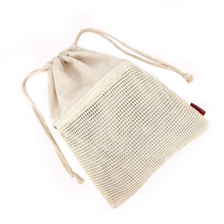 Travel Organizer Makeup Drawstring Bag Calico Cotton Mesh Pouch - Image 2