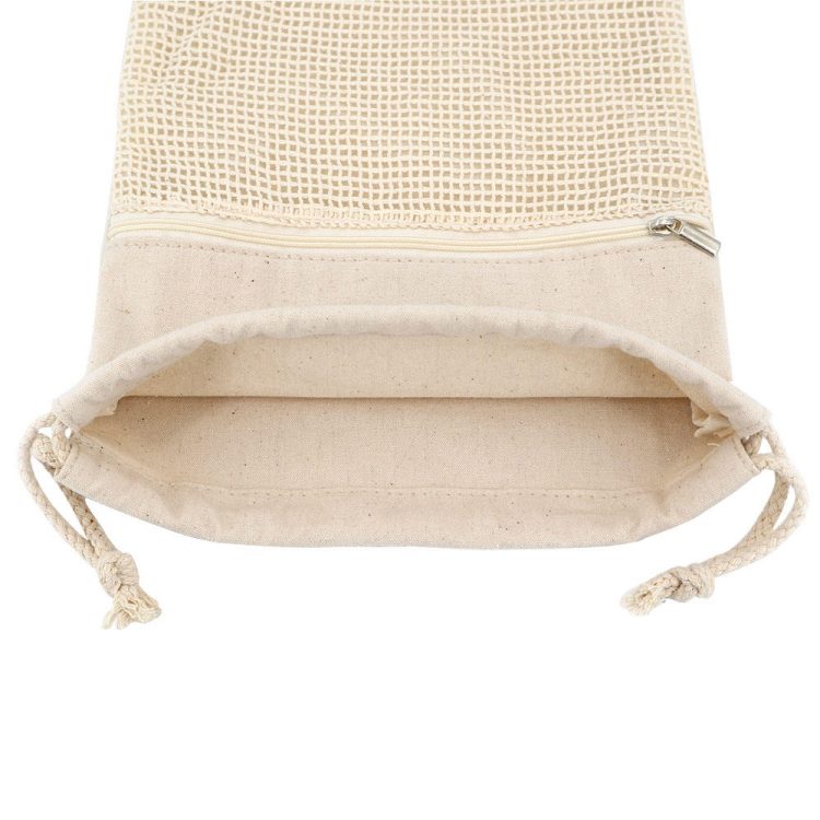 Travel Organizer Makeup Drawstring Bag Calico Cotton Mesh Pouch - Image 5