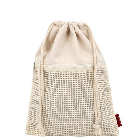 Travel Organizer Makeup Drawstring Bag Calico Cotton Mesh Pouch