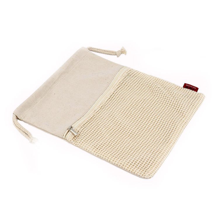 Travel Organizer Makeup Drawstring Bag Calico Cotton Mesh Pouch - Image 3