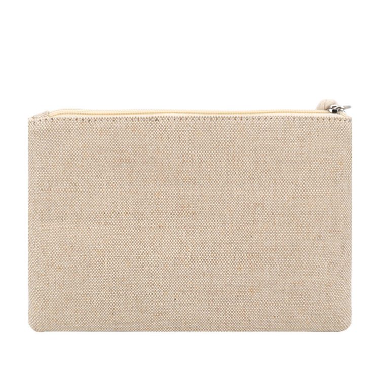 OEM Logo Custom Cotton Canvas Jute Makeup Cosmetic Zipper Pouch Bag - Image 5