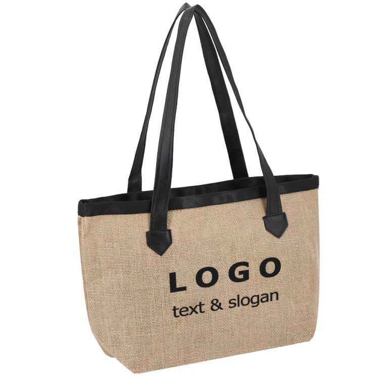 Factory Custom Natural Jute Bag with Logo Printing Eco Friendly Shopping Bag Supplier - Image 2