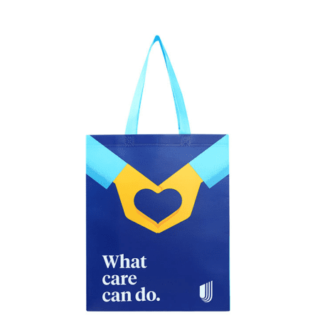 Eco-friendly Supermarket Reusable Full Color Printed Nonwoven Fabric Grocery Tote Bag Ultrasonic Non Woven Cloth Bag